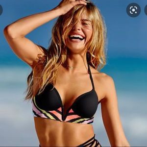 VS PINK - Midline Plunge Halter Bikini M